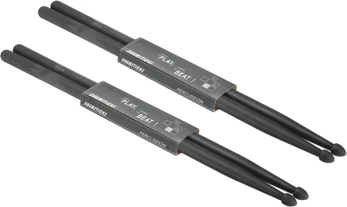 PATIKIL Baquetas de nylon 5A plástico antideslizante mango tambor palo para adultos batería electrónica instrumento musical percusión negro 2 pares