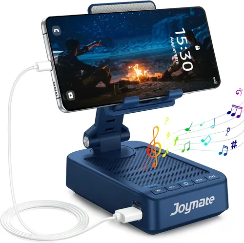Miniatura 11 de Regalos para hombres y mujeres, soporte para teléfono con altavoz Bluetooth y función de carga, ángulo rotatorio de 360° ajustable, soporte