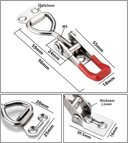 Miniatura 4 de E-TING Paquete de 6 abrazaderas de cierre ajustable para 4001 y 330 libras, capacidad de sujeción, 330.7 lbs, cierre de liberación rápida, 24