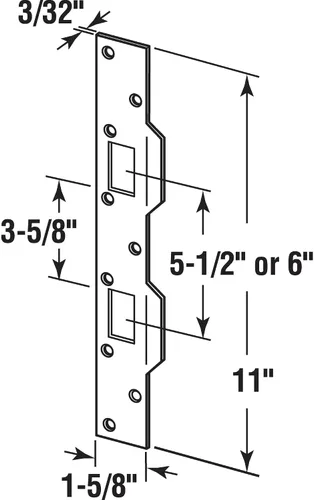 Miniatura 2 de Prime-Line U 10538 - Placa de cerradura combinada de máxima seguridad, espaciado de agujeros de 5-1/2 pulgadas, 1-5/8 x 11 pulgadas, con tornillos