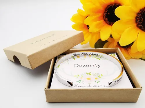 Miniatura 50 de Pulseras inspiradoras para mujer, joyería de acero inoxidable, con refranes, pulsera motivacional con mensaje oculto, pulseras grabadas para mejor
