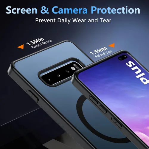 Miniatura 6 de BESINPO Funda magnética para Samsung Galaxy S10 Plus, [con patada invisible incorporada][grado militar a prueba de golpes] Funda delgada translúcida