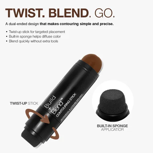 Miniatura 5 de Palladio Barra de maquillaje para contornear BUILD + BLEND, maquillaje facial para un aspecto perfecto de escultura, 0.23 onzas (brillo ámbar)