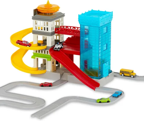 Miniatura 14 de Driven by Battat – Juego de pista de carreras plegable de 84 piezas con 6 autos mini – Incluye auto de carreras, camión monstruo y accesorios