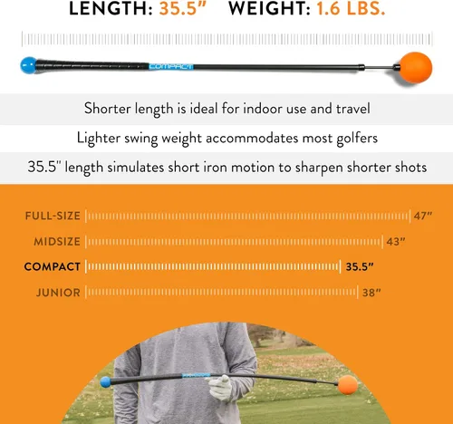 Miniatura 5 de Orange Whip Entrenador de swing de golf patentado y fabricado en Estados Unidos para mejorar el ritmo, la flexibilidad, el equilibrio, el tempo
