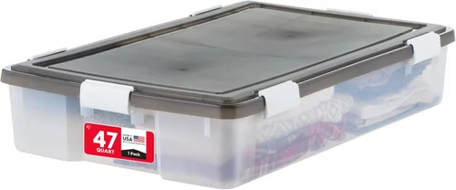 Miniatura 13 de IRIS USA 22 Qt Almacenamiento bajo la cama, organizador apilable de plástico con cajón deslizante, paquete de 2 unidades, multiusos para ropa