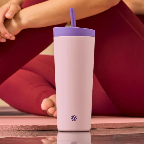 Miniatura 5 de BlenderBottle Vaso mezclador aislado 2 en 1 de acero inoxidable, tapa Swig a prueba de fugas, pajita, BlenderBall, sin BPA, para batidos de colorete