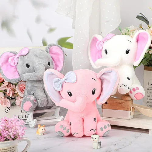 Miniatura 2 de HyDren 6 animales de peluche de elefante de 8 pulgadas, de orejas grandes, regalo para baby shower, niños y niñas, decoración de cama de guardería