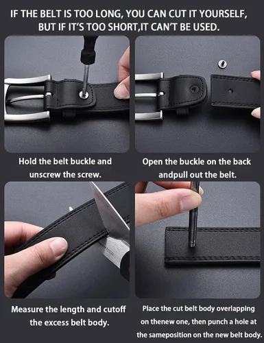 Miniatura 5 de Cinturón de cuero genuino para hombre, hecho a mano, 100% piel de vaca, 1 3/8 pulgadas de ancho, adecuado para uso casual, jeans y atuendo de golf