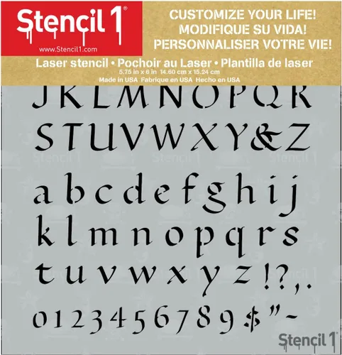 Miniatura 6 de Stencil1 Plantillas de letras de caligrafía de 1/2 pulgada, letras y números, alfabeto minúscula y minúscula de Mylar para pintar a mano, dibujo