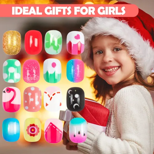 Miniatura 5 de 240 piezas de uñas postizas para niñas, uñas artificiales para niñas, uñas postizas de presión para niñas, uñas de acrílico de cubierta completa