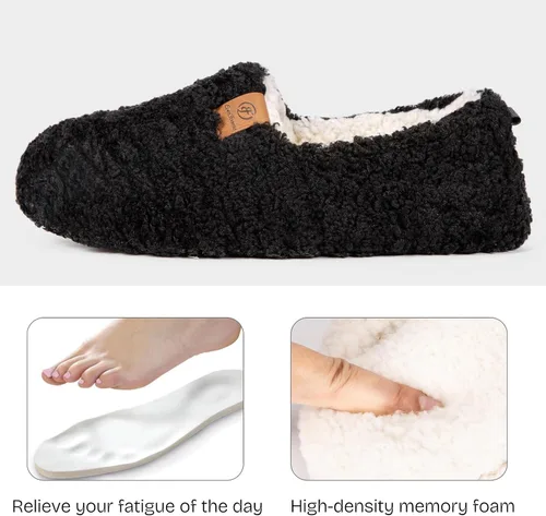 Miniatura 3 de EverFoams Pantuflas suaves y rizadas para mujer, de espuma viscoelástica, ligeras, cómodas, con forro polar