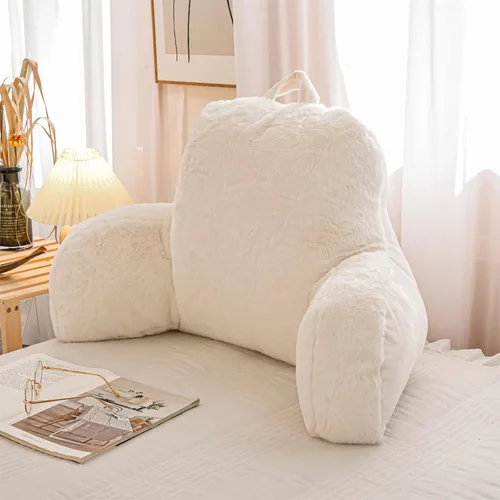 Miniatura 22 de A Nice Night Almohada de lectura de piel sintética con cuña para adultos y niños, respaldo con brazos para sentarse en la cama/sofá para reposo