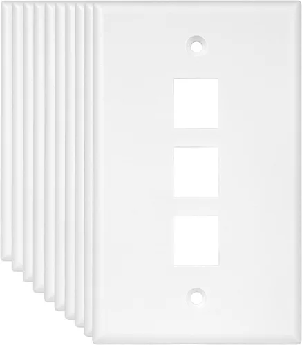 Miniatura 10 de ENERLITES Placa Keystone RJ45 de 1 puerto compatible con Cat7 Cat6 Cat5, para módulos multimedia de voz, datos y audio/video, 1 banda 4.50 x 2.76