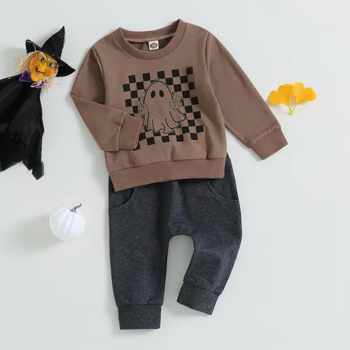 Miniatura 3 de Conjunto de sudadera de calabaza para bebé y niño pequeño, sudadera con pantalones y pantalones para recién nacidos, ropa de otoño