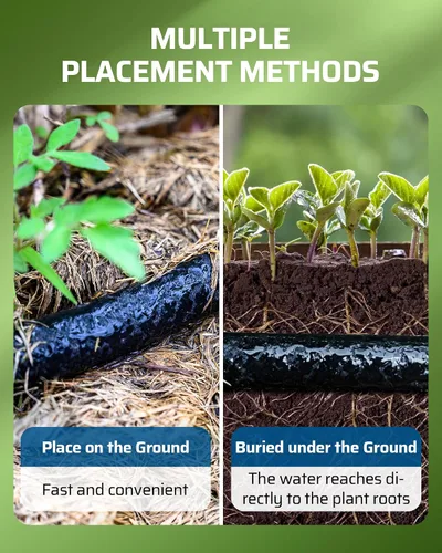 Miniatura 6 de DEWENWILS Manguera de remojo de 25 pies para camas de jardín, manguera de goteo redonda de 5/8 pulgadas con regulador de presión, flexible a prueba