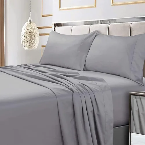 Miniatura 9 de Tribeca Living Juego de funda de almohada de satén de algodón egipcio suave, bolsillo extra profundo, 600 hilos, sábana de cama, Queen, chocolate