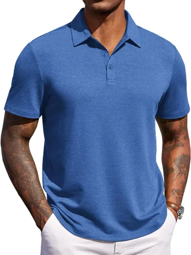 Miniatura 17 de COOFANDY Camisas polo de manga corta para hombre, estilo casual, de verano, cuello clásico, para golf