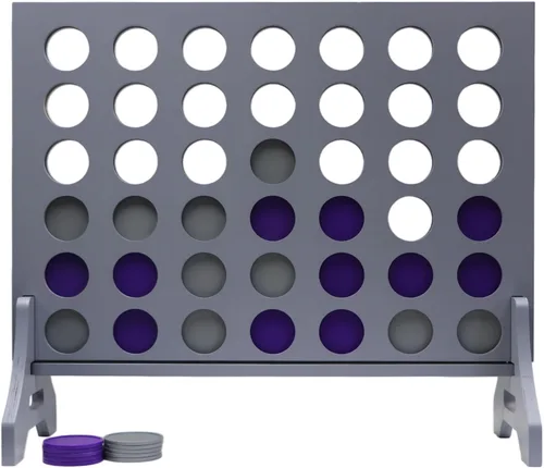 Miniatura 13 de Juego gigante 4 en una fila para familia y adultos – Tailgating Pros Jumbo de madera gris cuatro en una fila juego de patio para interiores