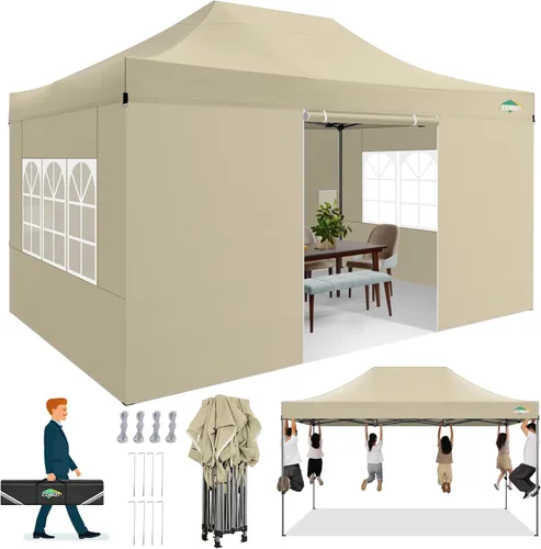 Miniatura 237 de COBIZI Tienda de campaña desplegable de 6.6 x 6.6 pies, toldo resistente, fácil de instalar, impermeable, para exteriores, fiestas, playa, jardín