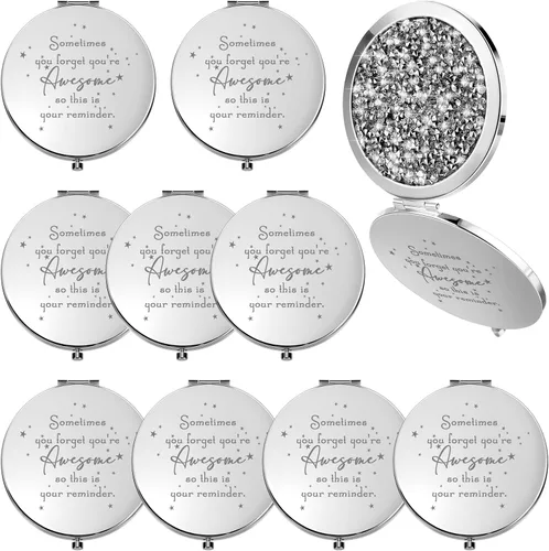 Miniatura 19 de Roowest 10 piezas de espejo compacto de regalos para mujeres, Sometimes You Forget Your Awesome Bulk Apreciation Party Favores para empleados, Oro