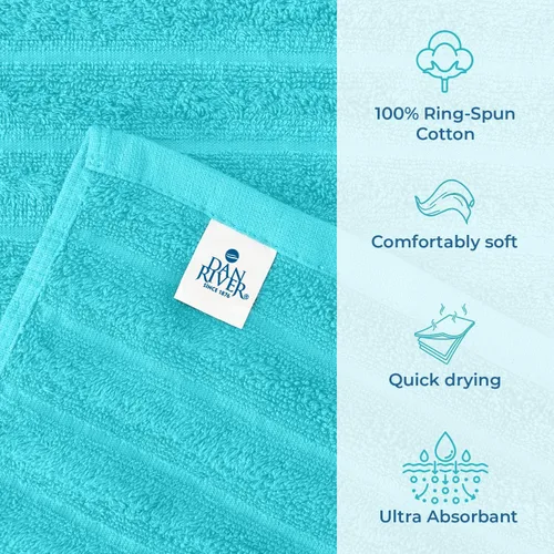 Miniatura 3 de DAN RIVER Paquete de 2 sábanas de baño de 35x70 pulgadas, sábanas de baño jumbo acanaladas para adultos, toallas grandes gruesas y absorbentes