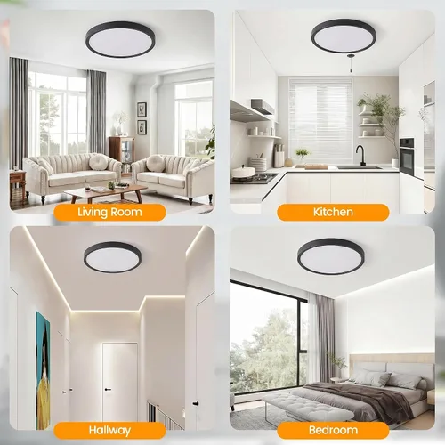 Miniatura 7 de TALOYA Paquete de 4 lámparas de techo LED de montaje empotrado de 10 pulgadas, 5 temperaturas de color (3000 K-6500 K), luz de panel plano redondo
