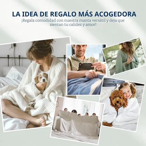Miniatura 6 de Bedsure Gentlesoft - Manta grande de 100 % algodón para sofá, 50 x 70 pulgadas, transpirable y suave, manta de punto gofre para oficina, color blanco