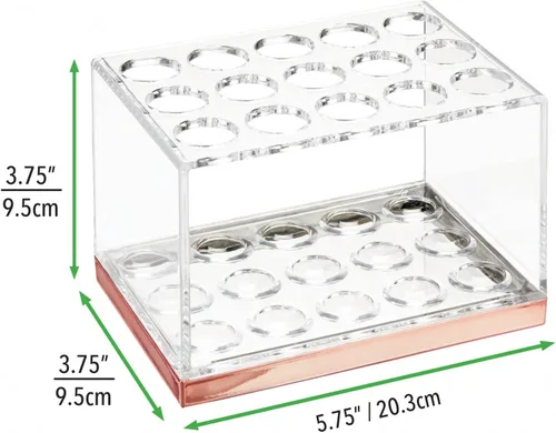 Miniatura 4 de mDesign Organizador de almacenamiento de brochas de maquillaje de plástico con 15 ranuras para encimera de baño, tocador para sostener lápices
