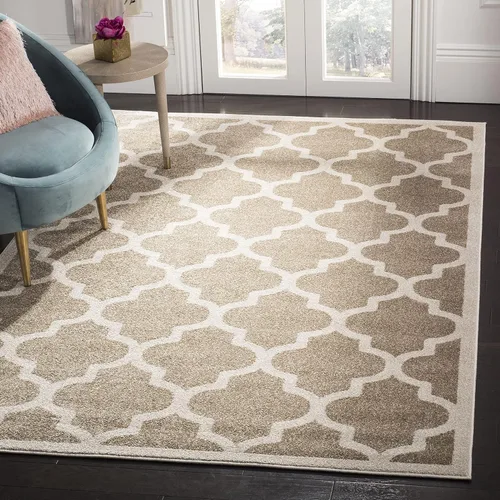 Miniatura 13 de SAFAVIEH Amherst Collection AMT420E - Alfombra para pasillo, 2 pies 3 pulgadas x 7 pies, beige y gris claro, diseño de enrejado marroquí,