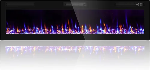 Miniatura 13 de Ludatido Chimenea eléctrica de 60 pulgadas montada en la pared/empotrada, inserto de chimenea eléctrica con 5100BTU para habitación de 410 pies Negro