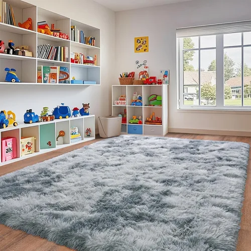 Miniatura 81 de Alfombras de área de 8x10 para sala de estar, alfombra shaggy grande ultra suave y esponjosa para dormitorio, alfombras de felpa mullida Blanco crema