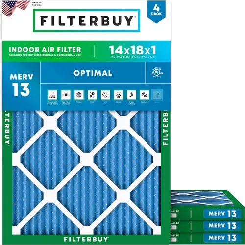 Miniatura 23 de Filterbuy Filtro de aire MERV 13 de 8 x 14 x 1 pulgadas, protección óptima contra el humo y la alergia (paquete de 4), filtros electrostáticos