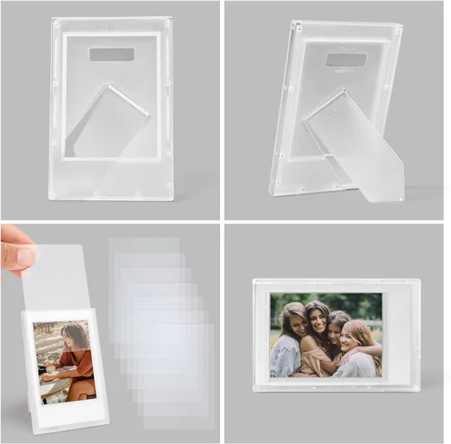 Miniatura 6 de Marcos de Fotos Transparentes Esmerilados de 2x3 - Paquete de 8 Marcos de Fotos Pequeños para Película Fujifilm Instax Mini de 3" - para Instax Mini