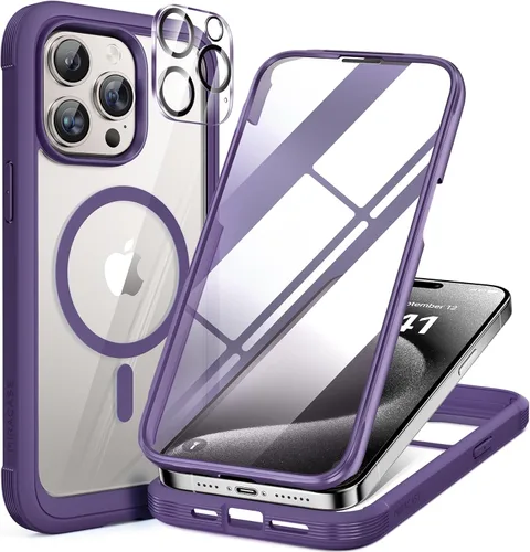 Miniatura 141 de Miracase Funda para iPhone 13 de 6.1 pulgadas, [sin burbujas] funda de teléfono de cuerpo completo con pantalla de vidrio completa integrada, sin