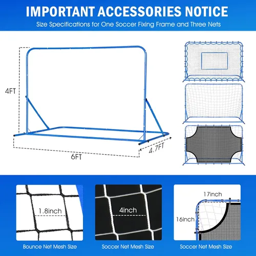 Miniatura 6 de Soccer Baseball Rebounder Net, Soccer Goal Net, Volleyball Softball Rebound Pitchback Net Quick-Switch Angle Training for Control, Passing Practice
