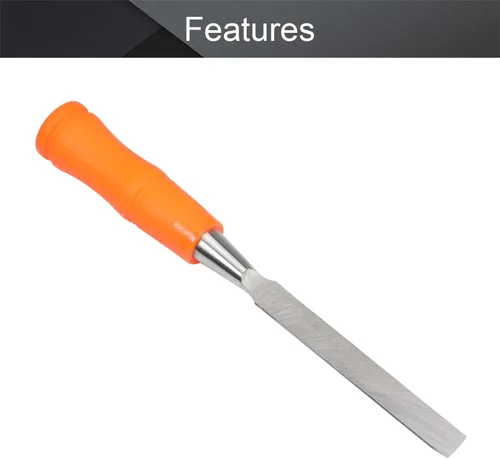 Miniatura 3 de Utoolmart Cincel de madera para carpintería de 0.394 in de ancho cabeza plana de talla de acero de alto carbono y mango de PVC para carpintería