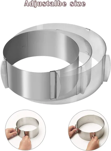 Miniatura 5 de KINJOEK Anillo de molde de pastel de 6 a 12 pulgadas, retráctil de acero inoxidable ajustable, redondo, para pastel, molde de barra de leche