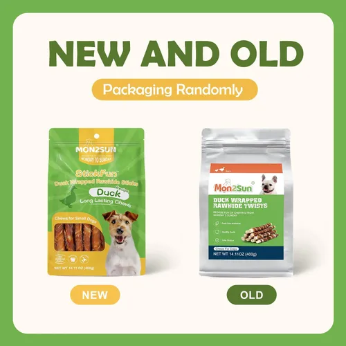 Miniatura 8 de MON2SUN Golosinas de cuero crudo envueltas en pato de 5 pulgadas para cachorros y perros pequeños, promueve la salud dental, aperitivos saludables