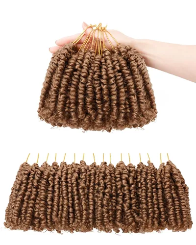 Miniatura 69 de Cabello de Ganchillo Pre-Retorcido Passion Twist para Mujeres Negras y Niños, Cabello Passion Twist Pre-Enrollado Trenzas Bohemias 4 Pulgadas 8