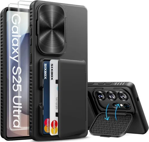 Miniatura 19 de Funda para Samsung Galaxy S25 FE, tarjetero integrado, soporte y cubierta para lente, prueba de caídas de grado militar, borde de silicona suave