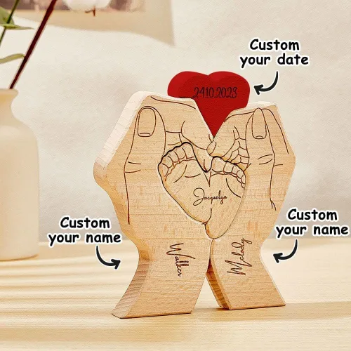 Miniatura 2 de Pies de bebé de madera personalizados con nombres de familia, We are One, rompecabezas de nombres de miembros de la familia personalizados, regalos