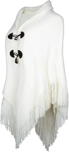 Miniatura 4 de Poncho suelto para mujer con elegante botón de trompeta, abrigo sin botones