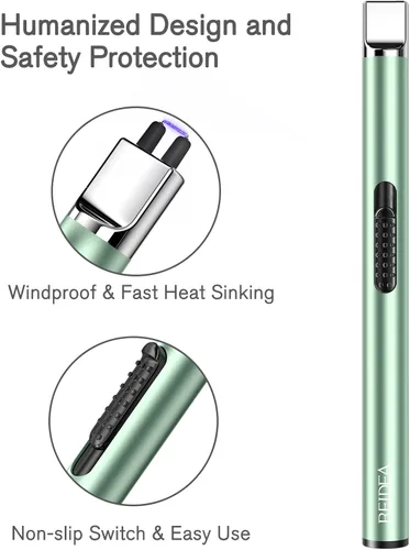 Miniatura 2 de REIDEA Encendedor S4 Encendedor electrónico de velas USB recargable con cerradura de seguridad, resistente al viento, enfriamiento rápido