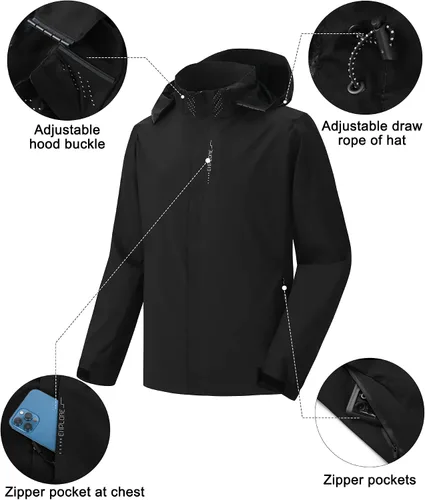Miniatura 2 de SWISSWELL - Chaqueta impermeable rompe vientos para hombre, ligera, con capucha