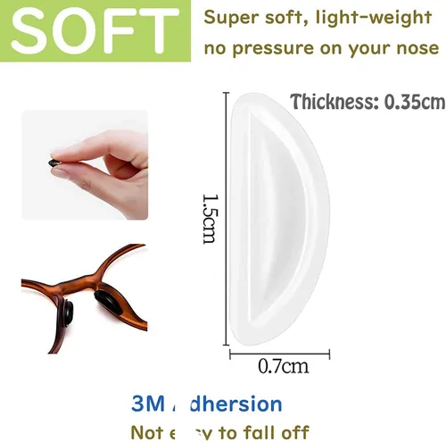 Miniatura 3 de SAIGO 12 pares de almohadillas adhesivas de silicona suave antideslizantes para la nariz, cámara de aire, cojines de aire para lentes, gafas de sol