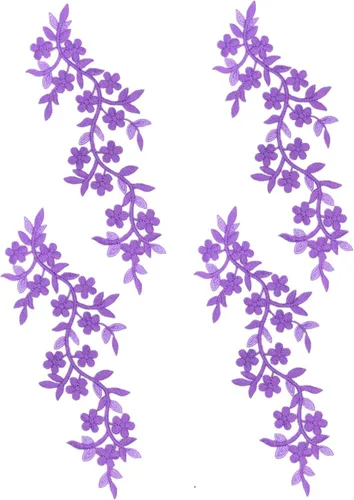 Miniatura 10 de 4 unidades de parche largo de 10x5 pulgadas con diseño de enredadera de flores y hojas, parche termotransferible bordado para prendas, cortinas