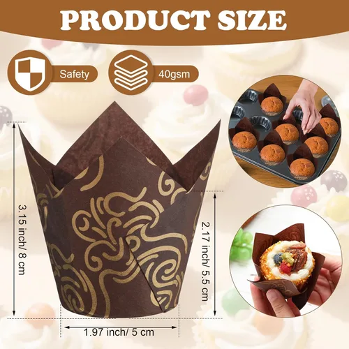 Miniatura 3 de 600 forros para magdalenas, moldes de tulipán para hornear cupcakes, tulipanes para hornear brownies, envoltorios de papel a prueba de grasa