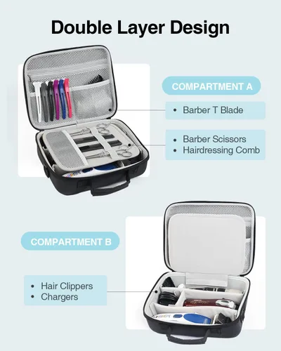 Miniatura 3 de Luxtude Estuche de peluquero grande, bolsas de peluquería duras para cortadoras y suministros, estuche de viaje para cortapelos y recortadoras