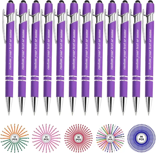 Miniatura 44 de Bolígrafos personalizados con nombre a granel, juego de bolígrafos personalizados, lápiz capacitivo grabado, logotipo, texto, regalo para negocios
